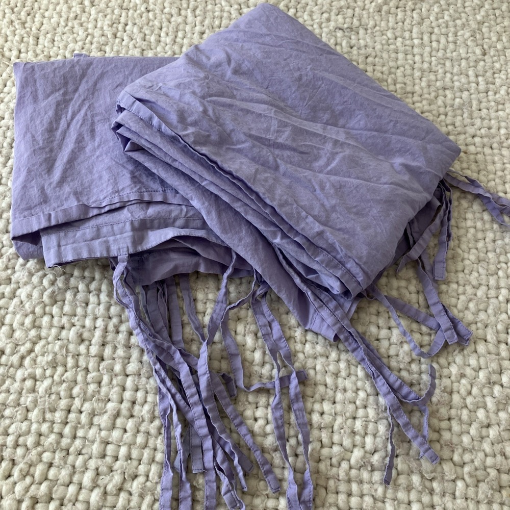 POTTERY BARN‎ Curtains 2 Panels 37x78 Sheer Cotton Purple Tie Top